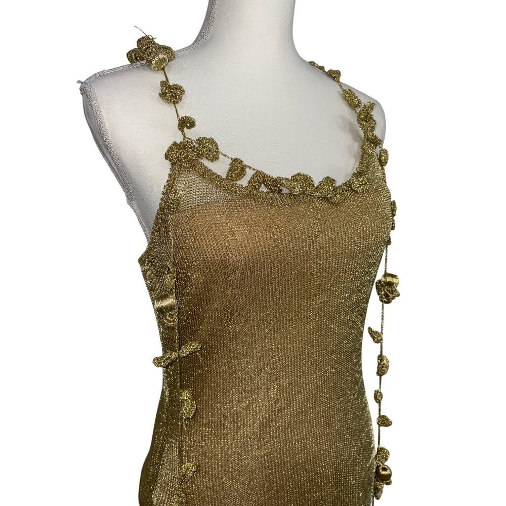 Cult Gaia Alonza Knit Dress in Gold Large New Womens Mini Metallic Cocktail - Picture 7 of 17
